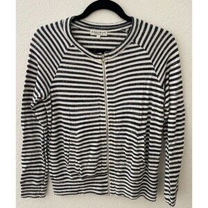 The Lady & The Sailor Long Sleeve Black and White Striped Zip Up Sweater